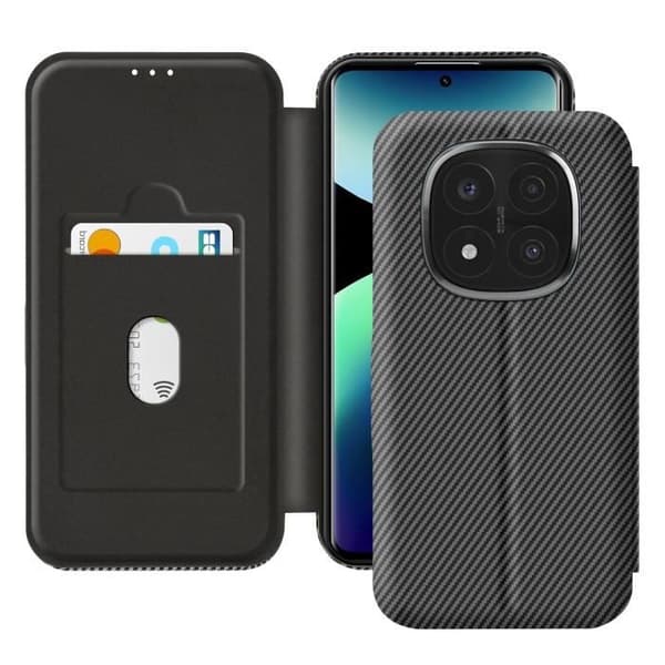 Kolfodral - AVIZAR - Redmi Note 14 Pro/Pro Plus - Syntetik läder - Kortficka - Magnetisk stängning Svart