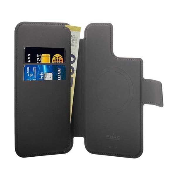 PURO Folio Etui MagSafe 2-i-1 til iPhone 14 Plus / 12 Pro Max – Sort Sort