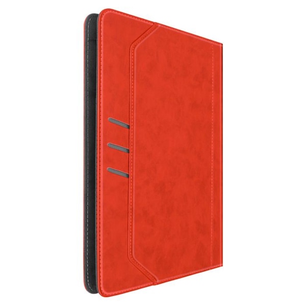 Retro etui til 10 tommer tablet, justerbar støtte og kortholder i rød.