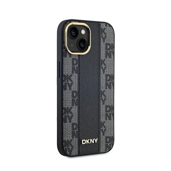 DKNY Checkered Leather Mono Pattern MagSafe - Kotelo iPhonelle 15/14/13 (musta)