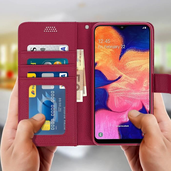 Hus till Samsung Galaxy A10 - AVIZAR - Plånboksskal - Ekoskinn - Videostöd - Kortficka Rosa Rosa