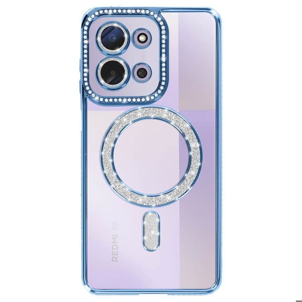 Coque MagSafe - AVIZAR - Redmi 15C - Strassad Blå - Stötskydd - Elegant och Transparent Blå