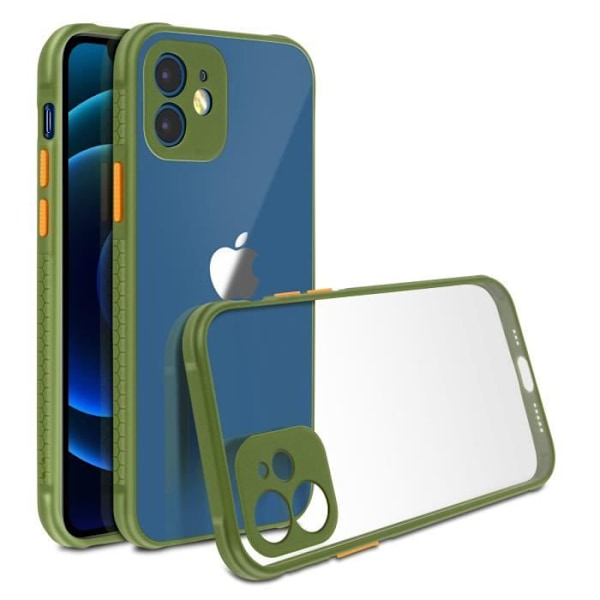 Beskyttelseshætte - Ubeskreven - iPhone 12 / 12 Pro - Antiskrid greb - Hævede kamerakant - Grøn Grön