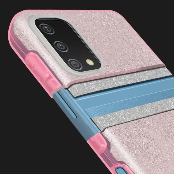 Suojakuori Samsung Galaxy A02s Glitter Irrotettavalle Silikoni Puolijäykkä Pink