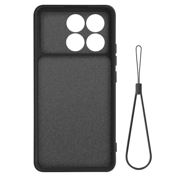 Taske til Xiaomi Poco X6 Pro Semi-stiv mat anti-fingeraftryk håndledsrem Sort