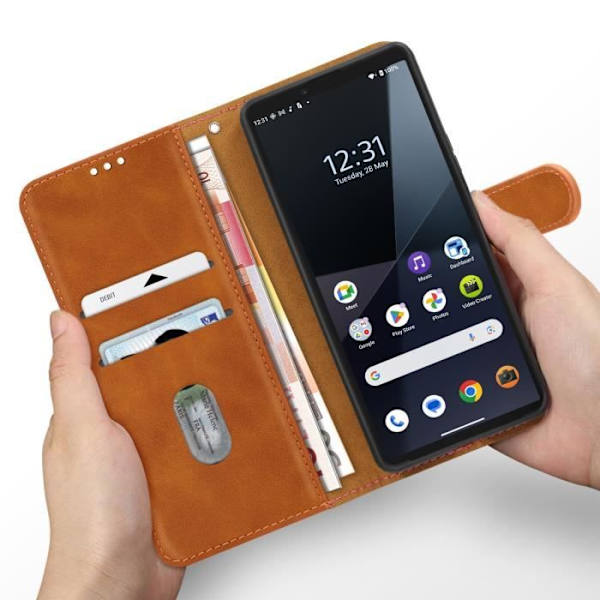 Sony Xperia 10 VI - AVIZAR - Camel-lompakko - Puolijäykkä - Integroitu korttitila kastanj