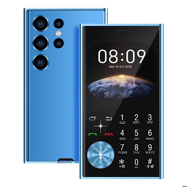 Mobiltelefon med knappar 2,01 tum Dubbel SIM Stil Linje Ljusblå
