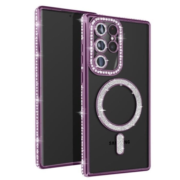 Diamond Case til Samsung Galaxy S23 Ultra MagSafe Contour Rhinestone Purple Lila