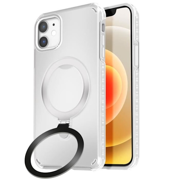 MagSafe-kuori iPhone 12 Pro:lle ja 12:lle iskunkestävä taitettavalla tukijalalla, valkoinen Vit