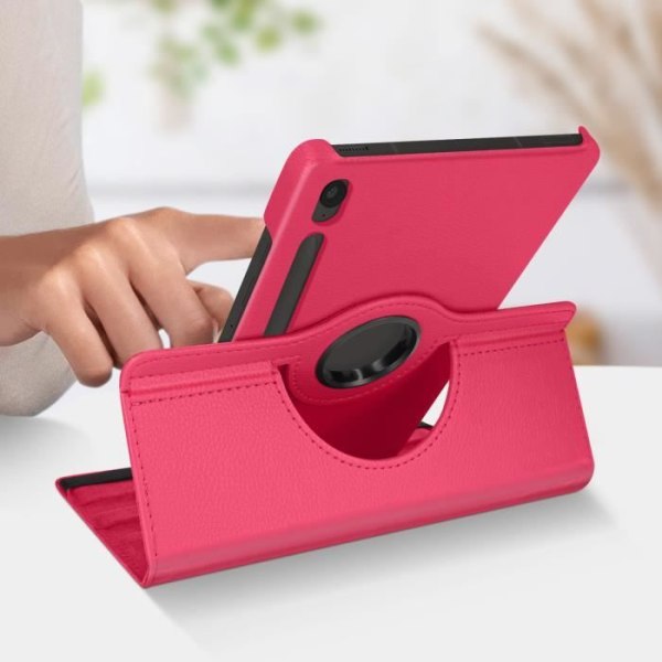 Folio-etui til Samsung Tab S9 FE Roterende stativ Landskabsportræt Fuchsia Rosa