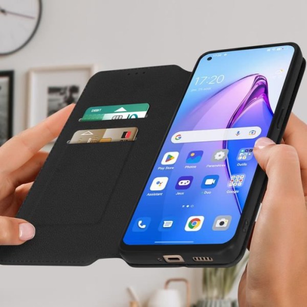 AVIZAR Taske til Oppo Reno 8 5G - Sort - Flip Card Holder Video Support Svart