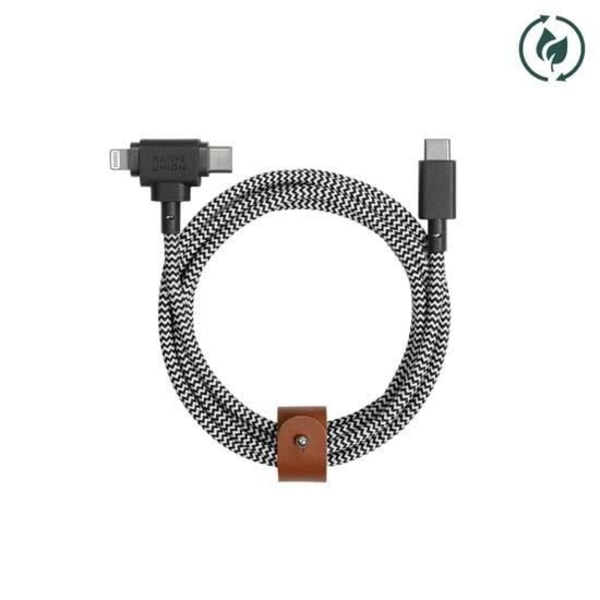 Native Union ECO Belt Universal USB-C till USB-C/Lightning-kabel 1,8 m Zebra