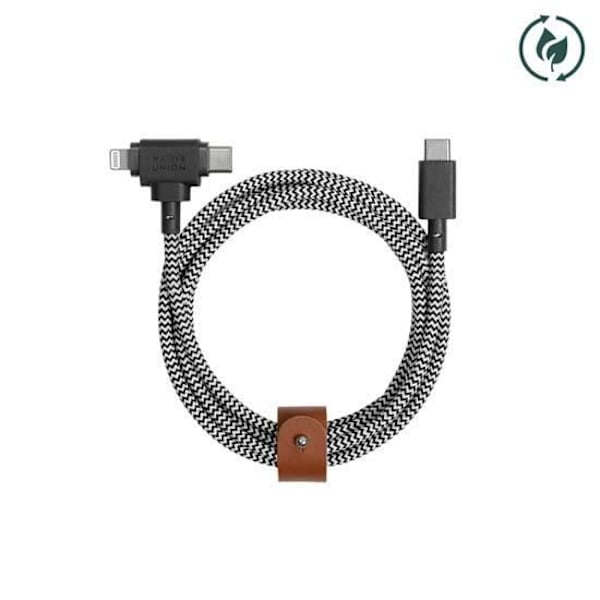 Native Union ECO Belt Universal USB-C-USB-C/Lightning-kaapeli 1,8 m Zebra