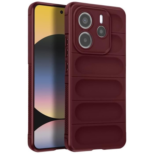 Cover til Xiaomi Redmi Note 14 5G Stødabsorberende Silikone med 3D Struktur i Bordeaux Röd