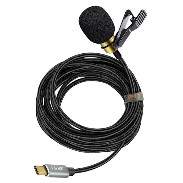 Mikrofon cravate USB-C - LinQ - Omnidirektionel lyd - 3m - Sort