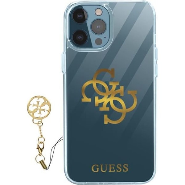 Apple iPhone 12 Pro Max fodral Bi-material 4G Charms Guess Transparent Gyllene logotyp Gul