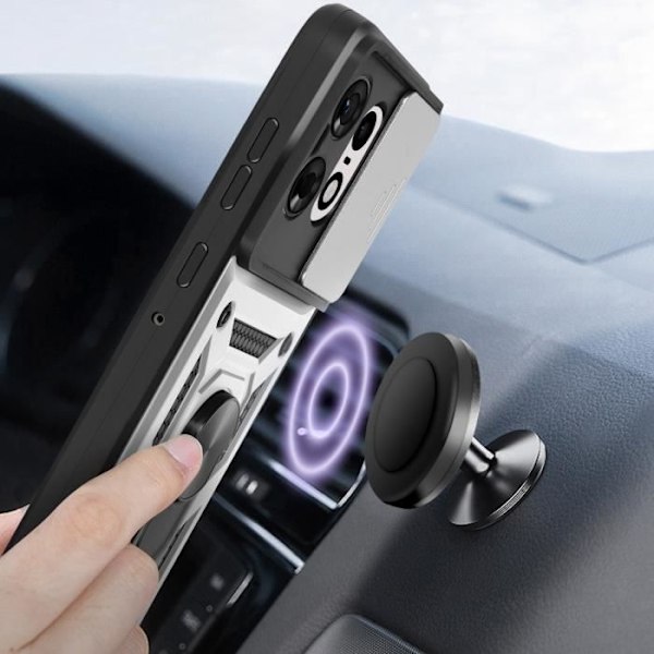Coque för Motorola Edge 50 Pro Ring Stöd Kamera Skydd Glidande Silver Grå