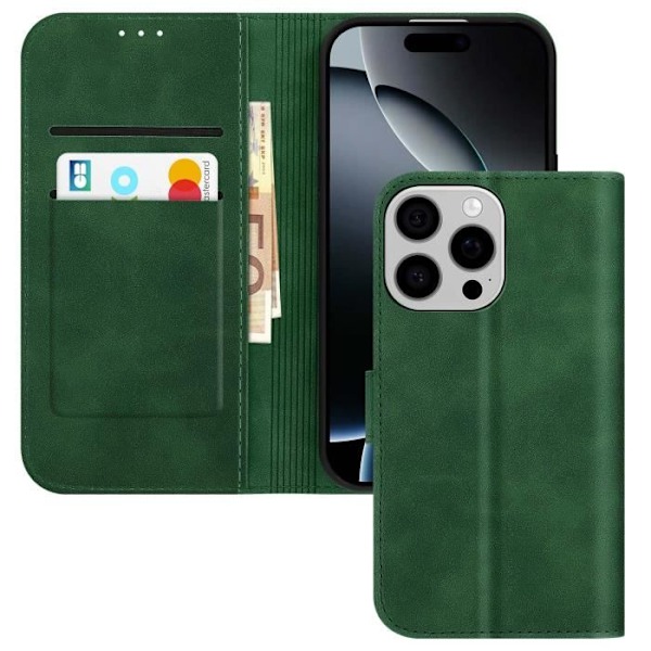 Cover til iPhone 16 Pro Max Wallet Flip Video Support Grøn