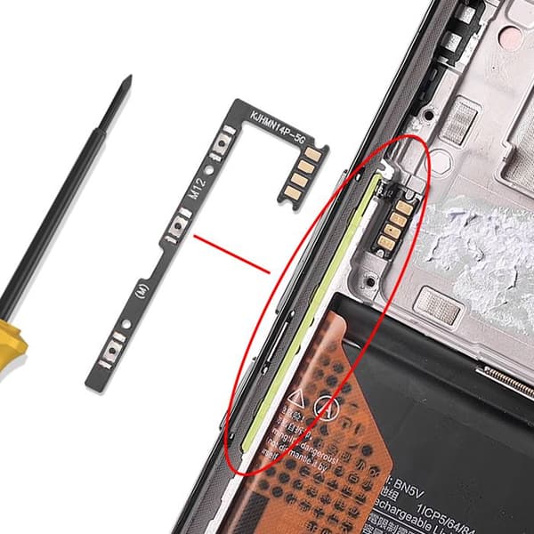 Strøm- og lydknap flexkabel til Redmi Note 14 Pro 5G Sort Svart