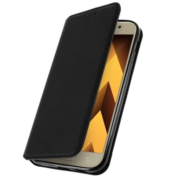 Lompakkokotelo - AVIZAR - Samsung Galaxy A3 2017 - Musta - Puolijäykkä - Tukitoiminto Svart