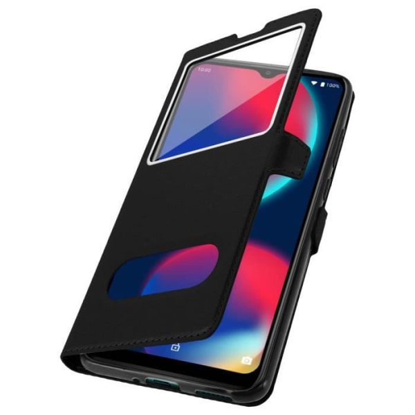Hus - AVIZAR - Wiko View 4 / 4 Lite - Helfodral - Dubbel Fönster - Stativ Svart