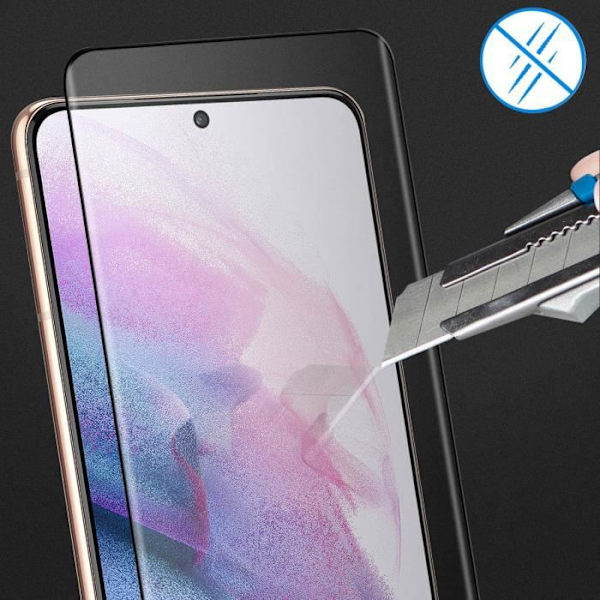 Samsung S21 Tempered Glass 9H Total Adhesion Black Contour -kalvo Svart