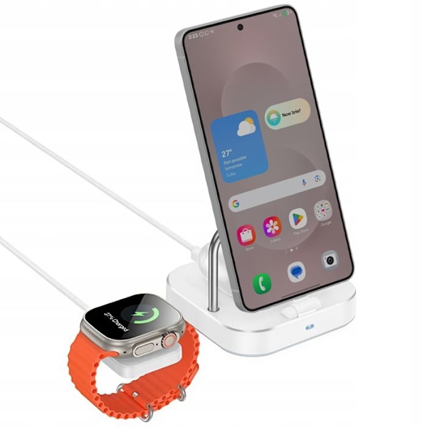 Trådlös USB-C-laddstation för Smartphone Apple Watch Hörlurar Hoko Vit