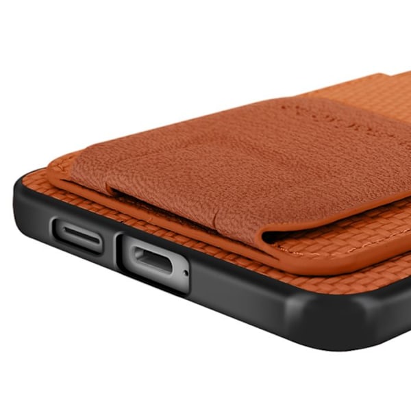 Coque iCarbon för Samsung S25 Edge Silikon Kortfack Stöd Brun kastanj