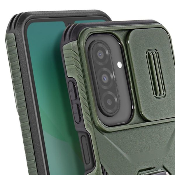 Coque för Samsung Galaxy A26 med ringstöd och kameraöverdrag i mörkgrön Grön
