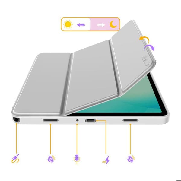 Galaxy Tab A11 Plus: Multi- kulma tuki ja automaattinen herätys Tech Protect harmaa Grå