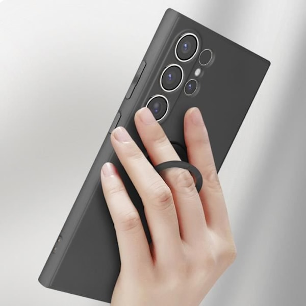 Fodral till Samsung Galaxy S24 Ultra - AVIZAR - Svart - Flexibel silikonringhållare Svart