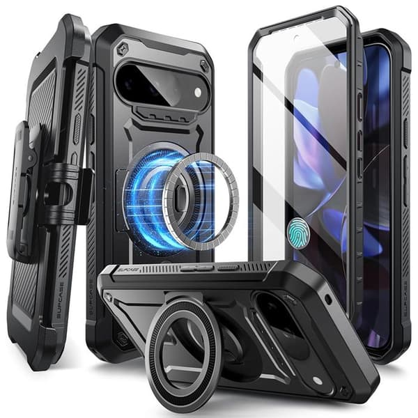 Telefonfodral - SUPCASE - Google Pixel 9 / 9 Pro - Svart - Stötsäker - Syntetisk svart