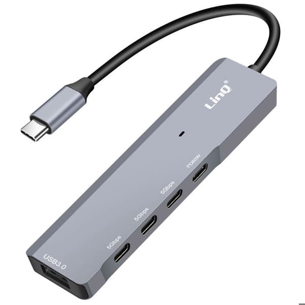 USB-C-adapter - LINQ - USB-C OTG-hub - 3x USB-C 5Gbps - USB 3.0 - Power Delivery 60W