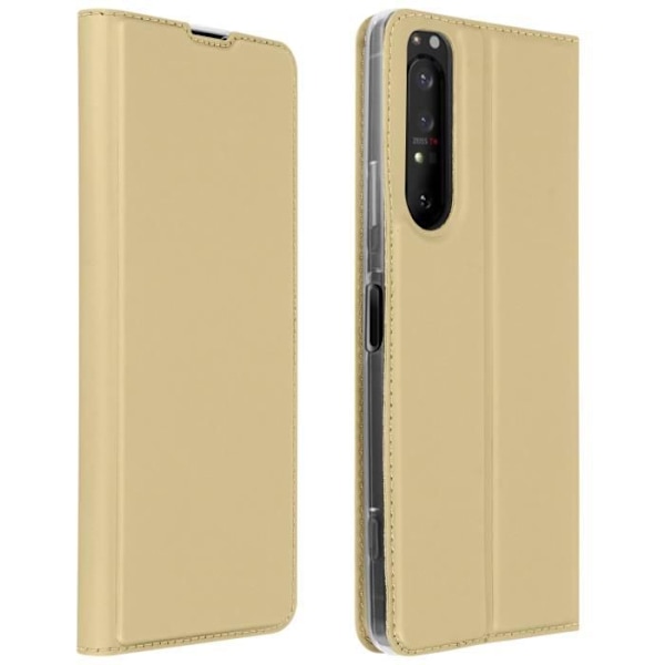 Housse - AVIZAR - Sony Xperia 1 II - Øko-læder - Video støtte - Kortholder - Gul Gult guld