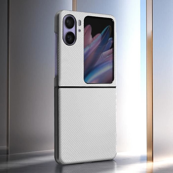 AVIZAR Skyddsfodral till Oppo Find N2 Flip - Vit - Koleffekt - Flip Style Vit