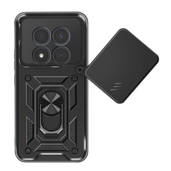 Cover til Redmi Note 15 Pro Plus 5G med drejelig kameradæksel og sort støtte-ring Svart