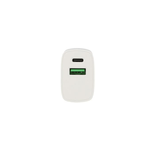 USB-A 10W ja USB-C 10W verkkolaturi Grab'N Go Kompakti ja kevyt Partel White Vit