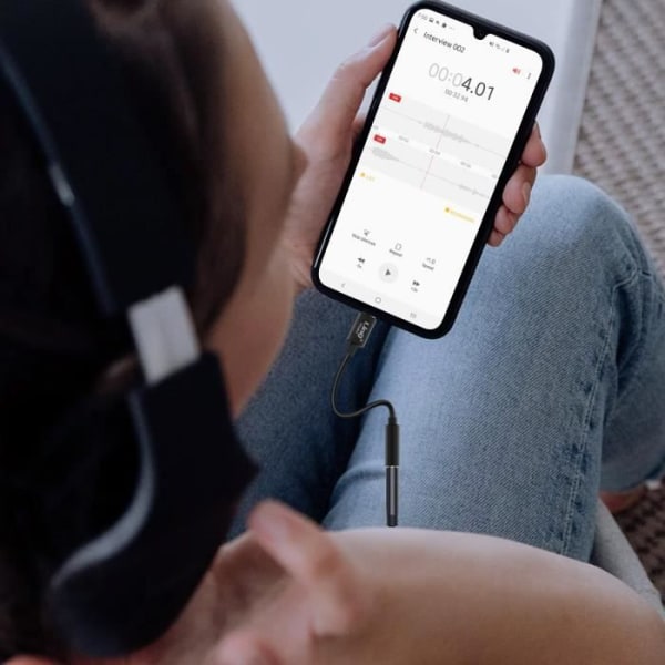 USB-C - 3,5 mm:n naarasliitin Audiosovitin LinQ Laadukas ääni Musta