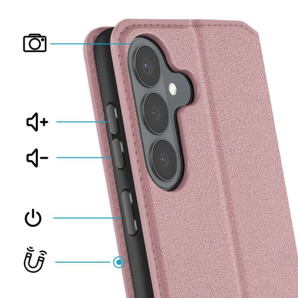 Magnetiskt Flipfodral för Galaxy S26 Plus Ställfunktion Classic Edition Rosa Ros
