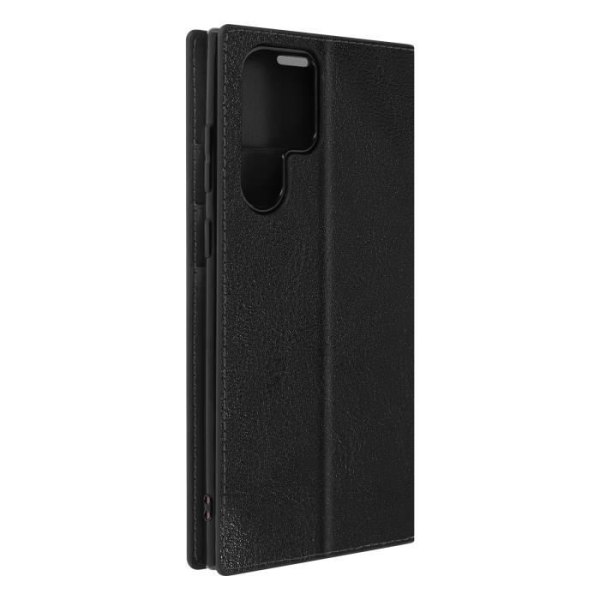 Galaxy S22 Ultra Folio Fodral Korthållare i äkta läder Videostöd - svart svart