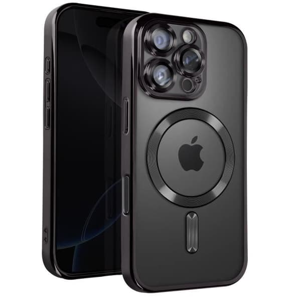 Coque MagSafe för iPhone 16 Pro Silikon Kontur Krom Svart Svart