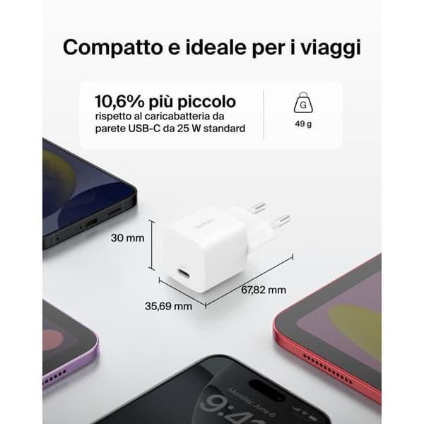Belkin BOOST Charge USB-C Laddare 25W PD PPS Snabbladdning Universell Vit