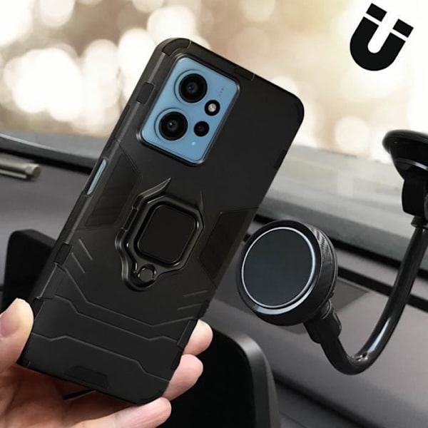 Kotelo Xiaomi Redmi Note 12 5G ja 4G Iskunkestävälle rengastuella mustalla Svart