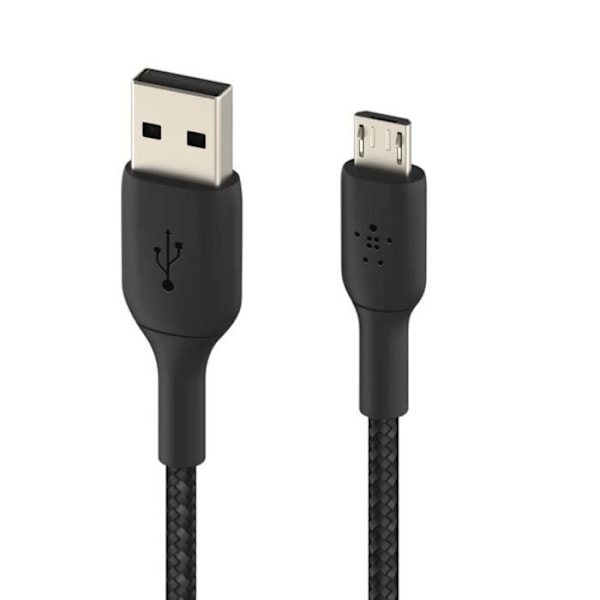 USB till mikro-USB-kabel 18W flätad nylon 1m Charge and Synchro Belkin svart
