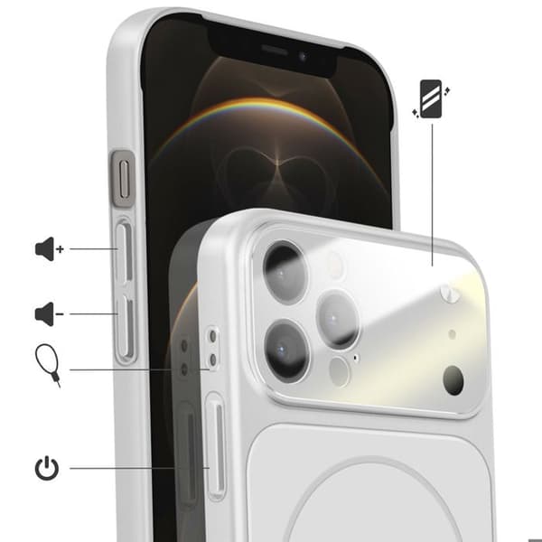 iPhone 12 Pro Cover Kompatibel med MagSafe AG Glas Mate Sølv Finish Grå