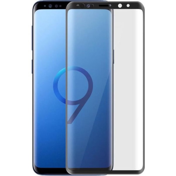 Galaxy S9 Plus 5D Böjd härdat glasfilm Heltäckande skydd Svarta kanter