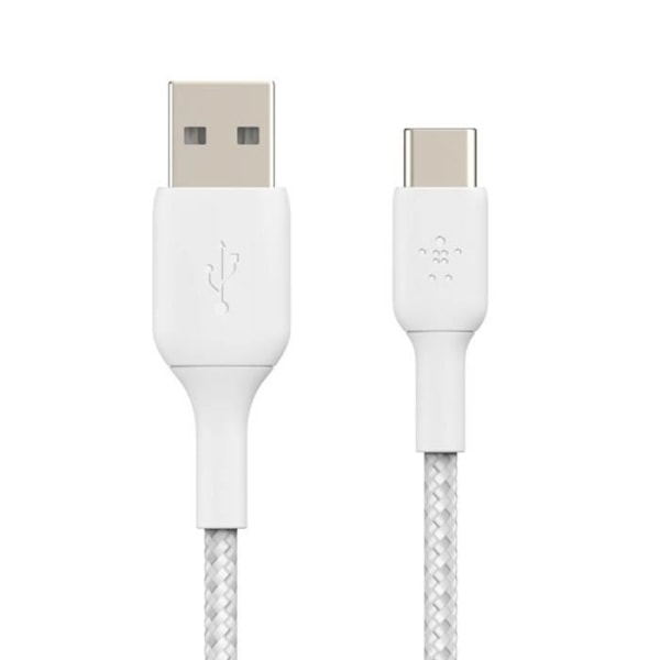 USB till USB-C-kabel 18W Flätad nylon 15cm Charge and Synchro Belkin vit