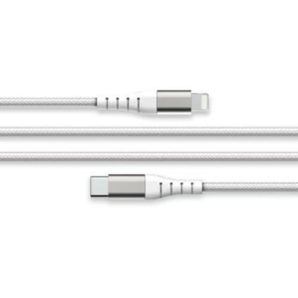 Laddnings- och synkroniseringskabel - Force Power - USB C/Lightning - 3m - 3A - Vit Vit