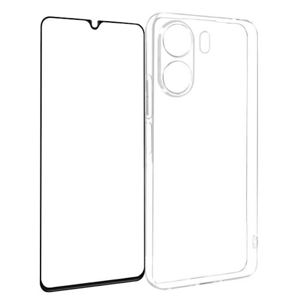 Fodral till Xiaomi Redmi 13C - AVIZAR - Svart - Silikongel och härdat glas Svart