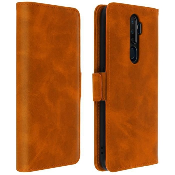 Folio-etui - AVIZAR - Oppo A9 2020 / A5 2020 - Øko-læder - Brun - Standerfunktion kastanj